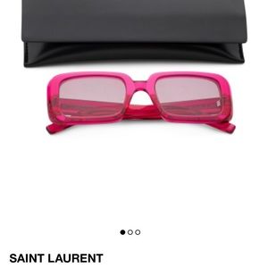 YSL Transparent Pink Violet Gradient Rectangle Unisex Sunglasses